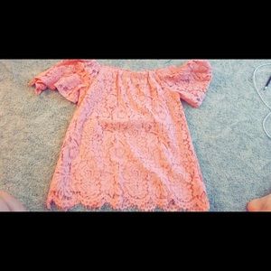 Pink Lace off the shoulder top
